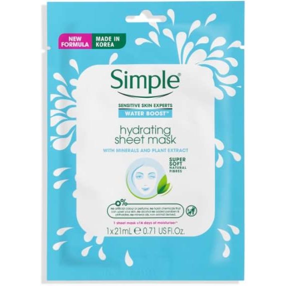 Simple Water Boost Hydrating Sheet Mask.